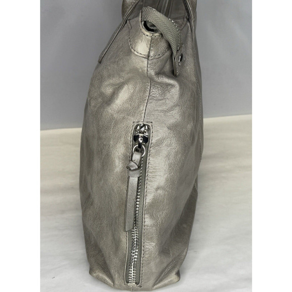 Hobo The Original Gray Leather Shoulder Handbag Purse Tote Double Strap Handle - Picture 6 of 12